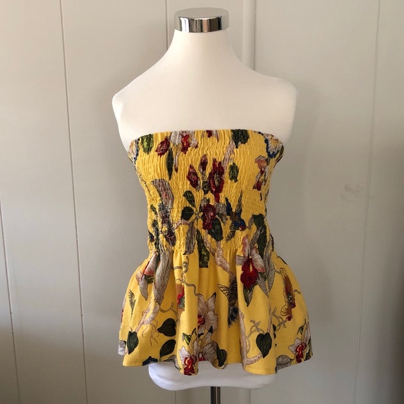 Tops - New Floral Cotton Linen Smocking Top